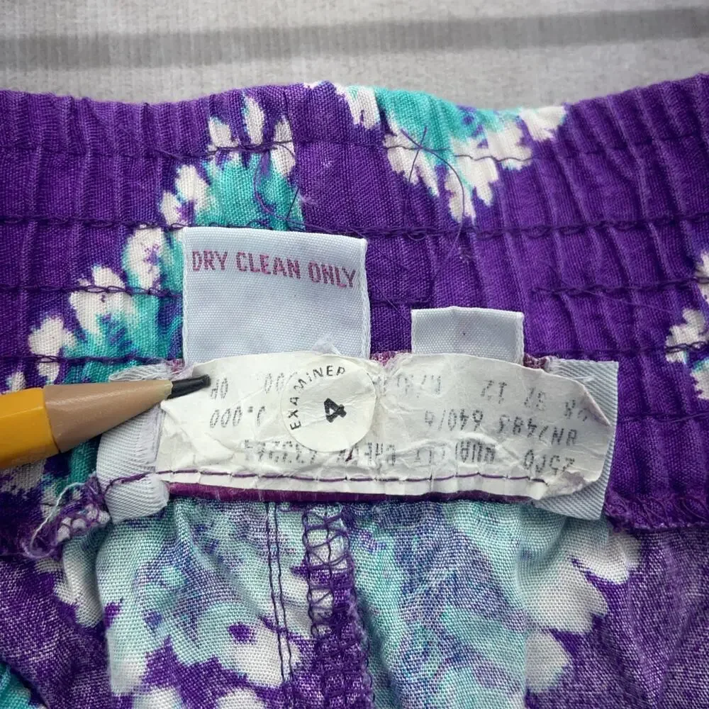 Vintage Laura & Jayne Women 12 Maxi Skirt Purple Teal Diamond Tie Dye Artsy Boho
